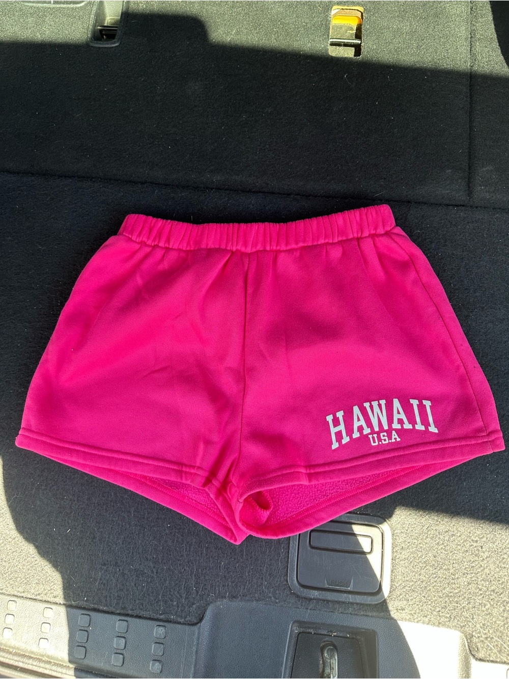 SHEIN Hot Pink 'HAWAII U.S.A.' High Waist Athletic Shorts
